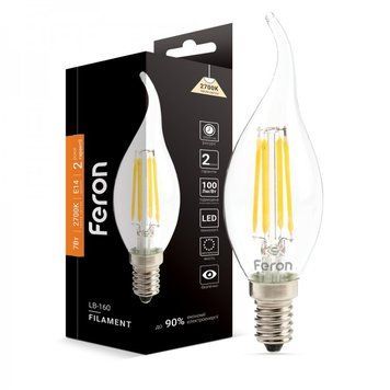 Светодиодная лампа Feron Filament LB-160 7Вт E14 2700K свеча на ветру 40084 фото