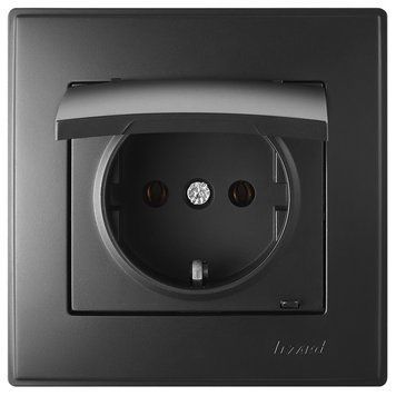 Розетка з/з с крышкой Lezard LESYA (Антрацит) 705-4242-123B фото