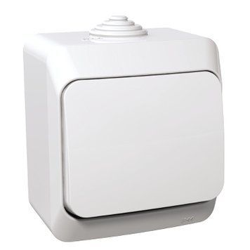 Накладний вимикач одноклавішний IP44 Schneider Electric Cedar Plus (Білий) WDE000510 фото