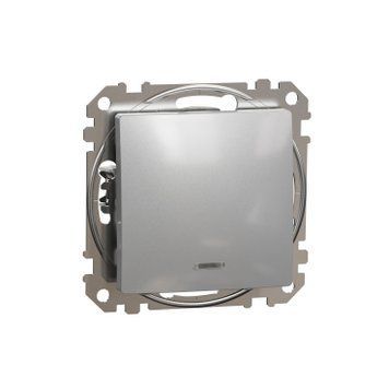 Одноклавишный переключатель с подсветкой Schneider Electric Sedna Design (Алюминий) SDD113106L фото
