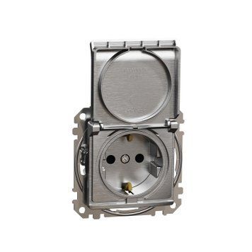 Розетка з з/к з захисними шторками та кришкою Schneider Electric Sedna Elements (Матовий алюміній) SDD170024 фото