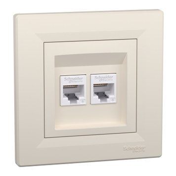 Розетка компьютерная двойная тип 6е. Schneider Electric Asfora (Кремовая) EPH4800123 фото