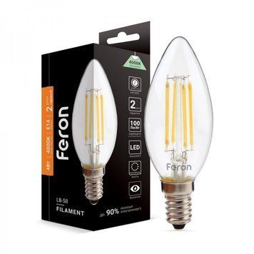 Світлодіодна лампа Feron Filament LB-58 4Вт E14 4000K 25573 фото