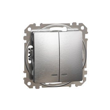 Двоклавішний вимикач з підсвіткою Schneider Electric Sedna Elements (Матовий алюміній) SDD170105L фото