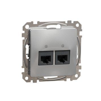 Розетка компьютерная двойная RJ45 CAT5E UTP Schneider Electric Sedna Design (Алюминий) SDD113452 фото