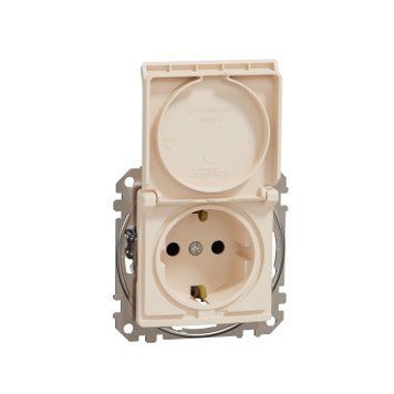 Розетка з з/к з захисними шторками та кришкою Schneider Electric Sedna Design (Бежева) SDD112024 фото