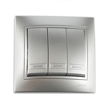 Выключатель триклавишный Lezard Mira (Серый металлик) 701-1010-109 фото