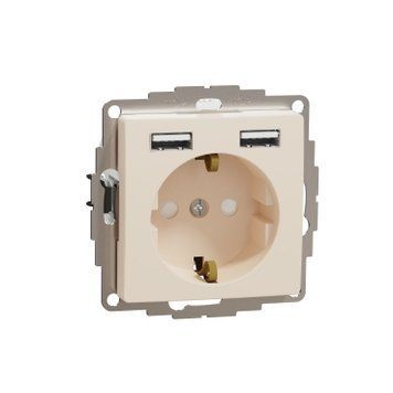 Розетка з з/к з захисними шторками + 2USB Schneider Electric Sedna Design (Бежева) SDD112052 фото