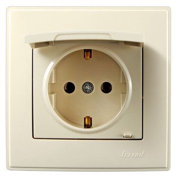 Розетка з/з з кришкою Lezard LESYA (Кремова) 705-0303-123B фото