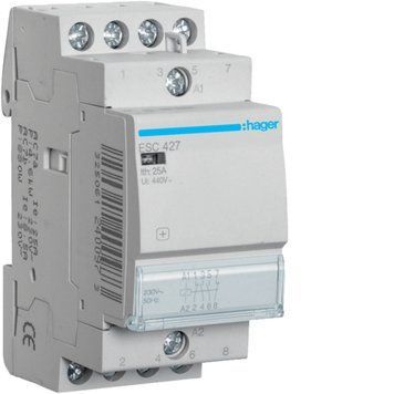 Контактор модульний Hager 25A, 2НВ+2НЗ, 230В ESC427 фото