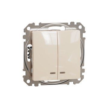 Двоклавішний вимикач з підсвіткою Schneider Electric Sedna Design (Бежевий) SDD112105L фото