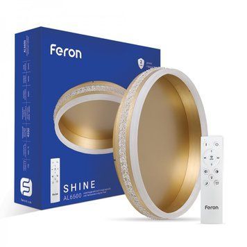 Світлодіодна люстра з пультом Feron AL6600 SHINE 70W золото 40280 фото