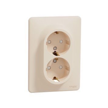 Розетка подвійна з з/к з захисними шторками Schneider Electric Sedna Design (Бежева) SDD312221 фото